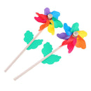 Colorful wood windmill garden party 7 leaves wind spinner ornament kids toys