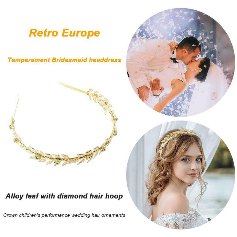 Fashion Headdress Retro Metal Leaf Rhinestone Bride Headwear Hair Jewelry
