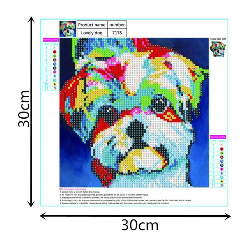 5D DIY Diamond Painting Lovely Colorful Dog Cross Stitch Embroidery Mosaic