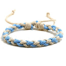 Colorful Weave Bracelet Ethnic Knit Rope Bangles Jewelry Gift (Light Blue) A