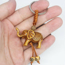Lucky Elephant Keychain Key Ring Chain Evil Defends Gift Carving Wooden Pendant