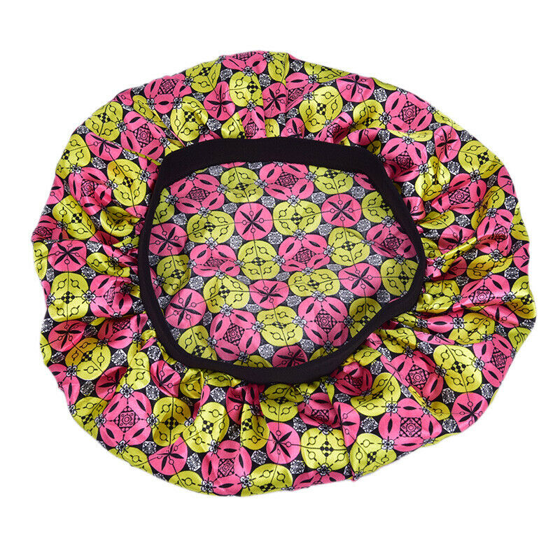 Night Sleep Cap Satin Hair Bonnet Hat Head Cover Wide Elastic Band Hair Loss Ca-