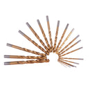 19pcs HSS Metric Drill Bit Set Titanium Coated Twist Drills Metal Wood 1-10 FT