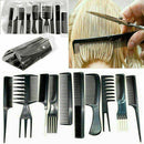 10 Piece Comb Set Hair Styling Professional Black Brush U5E1 U8Q6 X6Z8 Barb S7C9