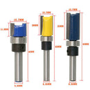 3pcs 1/4''Shank Bearing Flush Trim Pattern Router Bit Woodworking Milling Cutter
