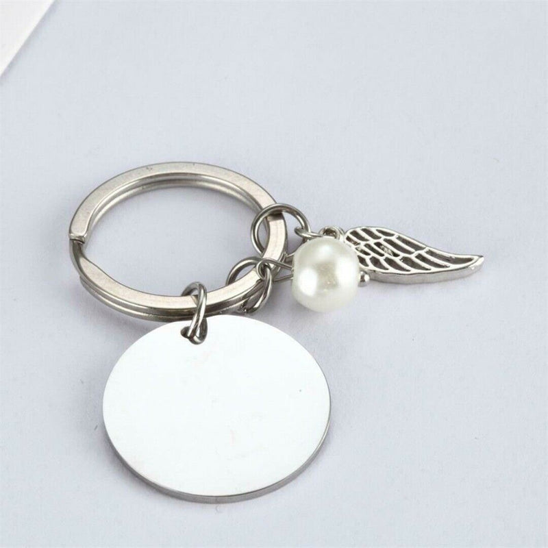 Letter Key ring Keychain Stainless 'Not Sisters by Blood but Sisters by Heart'
