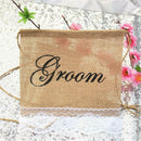 1 Pair Romantic Jute Wedding Party Home Chair Banner Sign Decoration with G