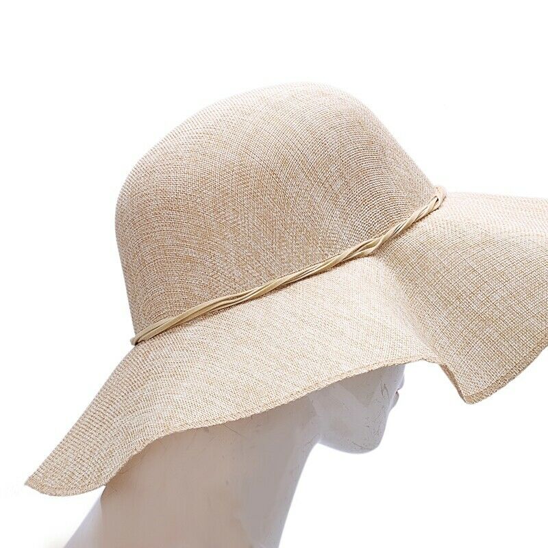 Summer Straw Hat Women Big Wide Brim Beach Hat Sun Hat Foldable Sun Block U F5B3