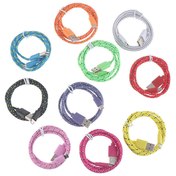 10x Micro USB Nylon Cable Charging Cable Data Cable  Mobile Phone table<