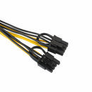 PCI-E PCIE Express 6-pin to 2x 6+2-pin (6-pin/8-pin) Y-Splitter Power Cable New