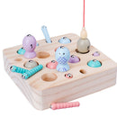 Baby Wooden Toys Digit Magnetic Games Fishing Toys Game Catch Worm Educatio