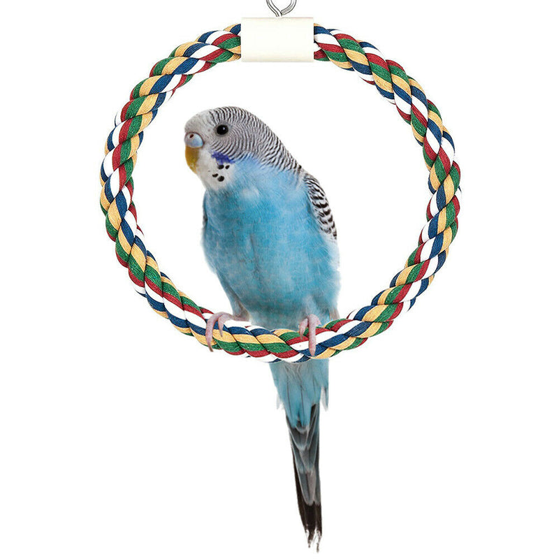 Pet Stand Training Birds Swing Toys Cage Hanging Braided Chew Rope (S) A