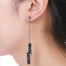 New Fashion Women Simple Blue Full Diamond  Stud Earrings Tasse Long EarringsOZ