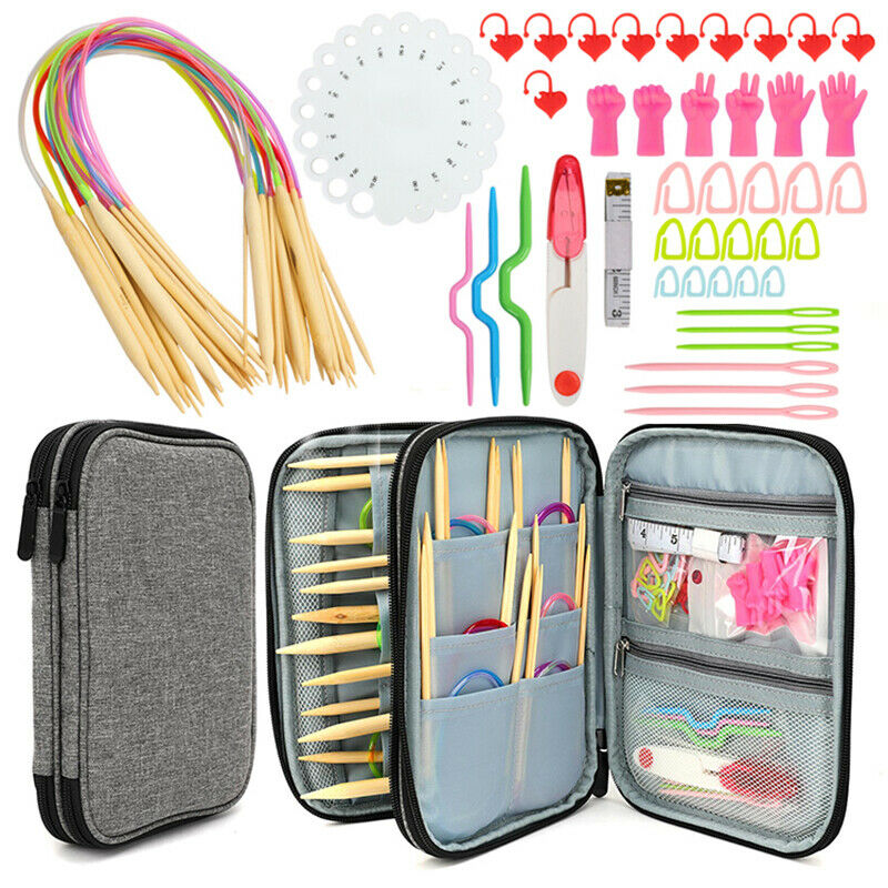 1 set 60cm Colorful Bamboo Circular Knitting Needles Round Knitting Needle Kit