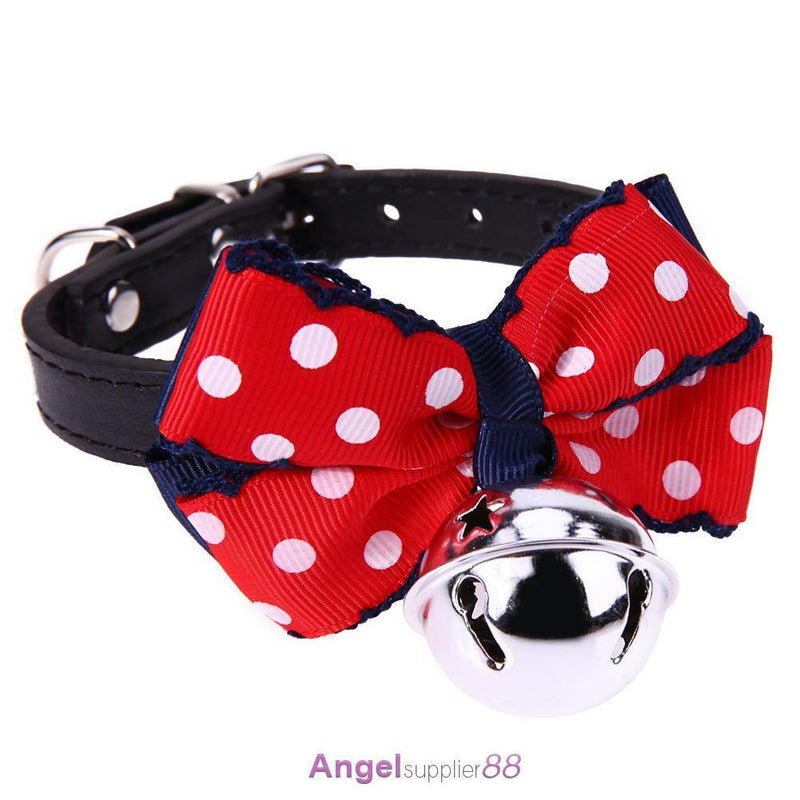 Adjustable Pet Cat Bow Tie Collar velvet safety Kitten Colar Necklace with Bell