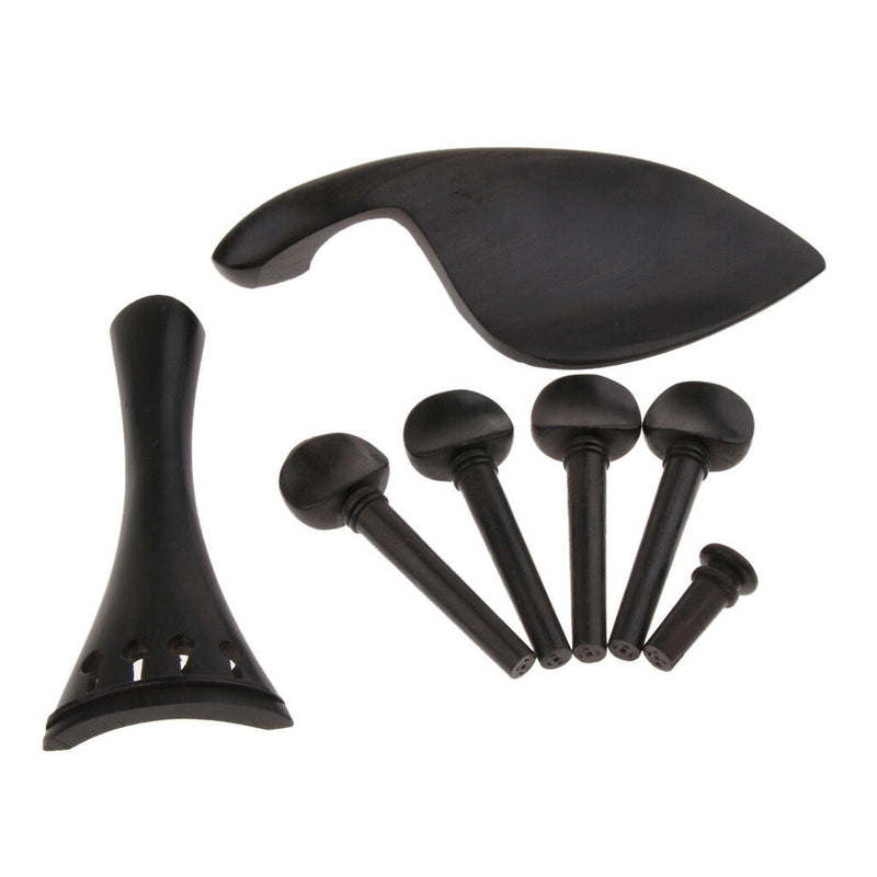 1 Set Wooden Violins DIY Chin Rest Tailpiece Endpin Tuning Keys Black