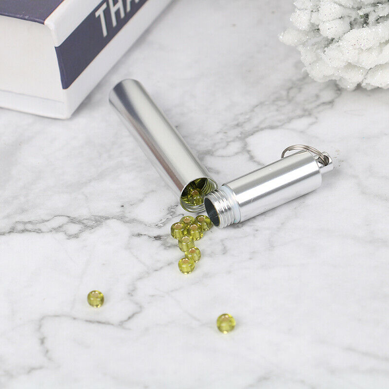 Aluminum Pill Box Case Capsule Shape Keychain Outdoor Waterproof Pill BoxBX