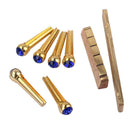 Brass Saddle Nut + Blue Opal Bridge Pins Set for Acoustic Folk Guitar Parts