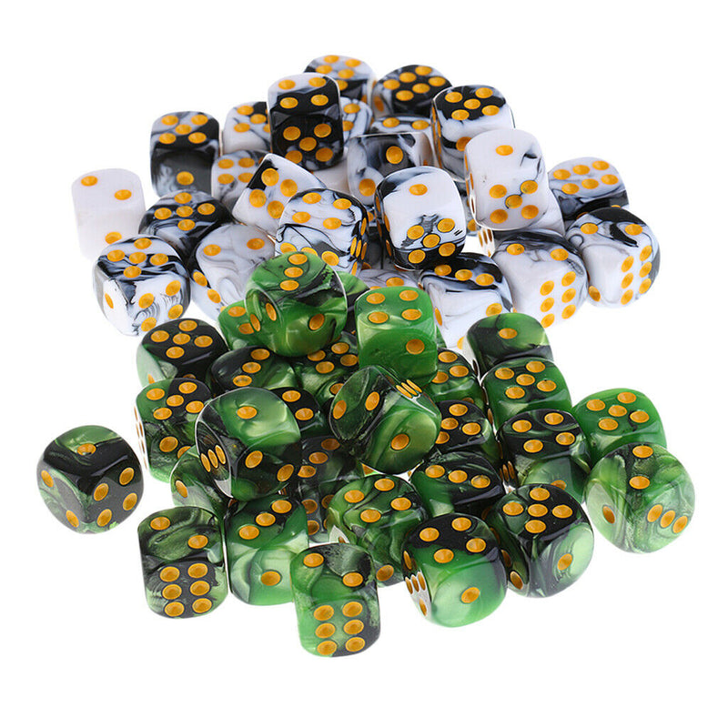 Pack of 60 Double Colored D6 Dices Acrylic with Iron Box for Party Casino Board