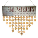 Wooden Hanging Calendar â€‹Birthday Reminder Board Family Date Planner Sign