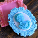 Woman Cameo Mirror Fondant Mould Cake Decorating Mold Bakeware Sugarcraft Frame