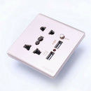 Wall Electrical 10A Universal Plug Faceplate Socket Double 2 USB Outlets Po