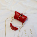 Metal Ring Handle Women Handbag Mini Cute Tote Bag Chain Rivet Shoulder Bag Q6G2