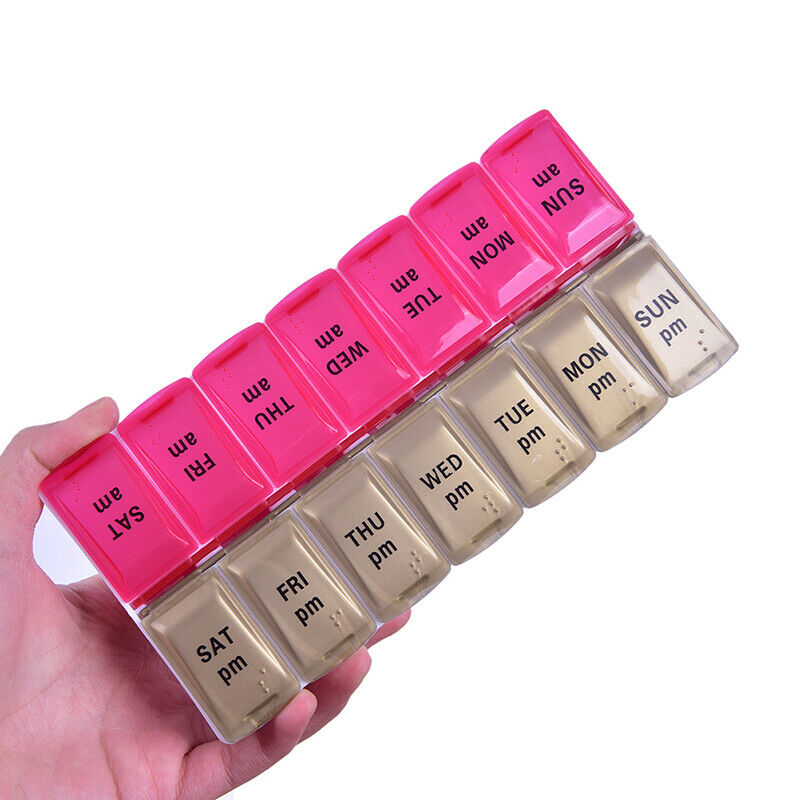 Large 7 Day Twice Daily (AM,PM) Pill Box Medicine Organiser With 14 Compartments
