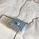 Plaid Mini Jelly Bag Transparent Flip Bag Summer Beach Handbag Chain Should