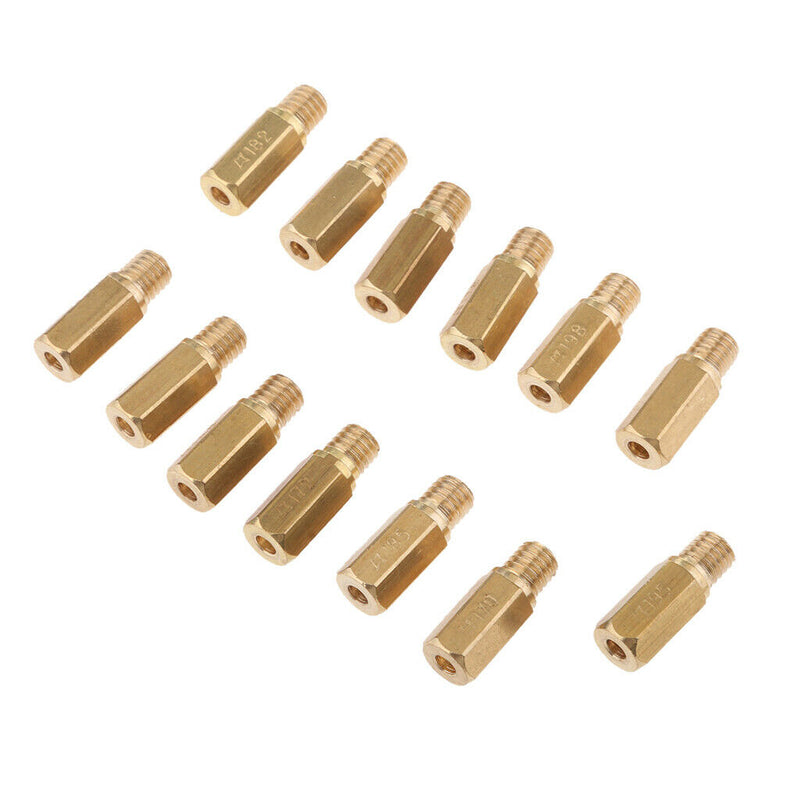 1 Set Brass Motorcycle Main Jet Kit Carburetor 13 Size Injector Nozzle