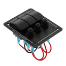 Black Aluminum 12V 3 Gang Red LED Rocker Electric Switch Panel Circuit Breaker