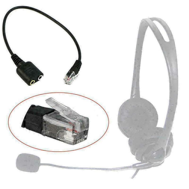 Dual 3.5mm Audio Jack to RJ9 Plug 25cm PC Headset Telephone Cable Headset P Q3E7