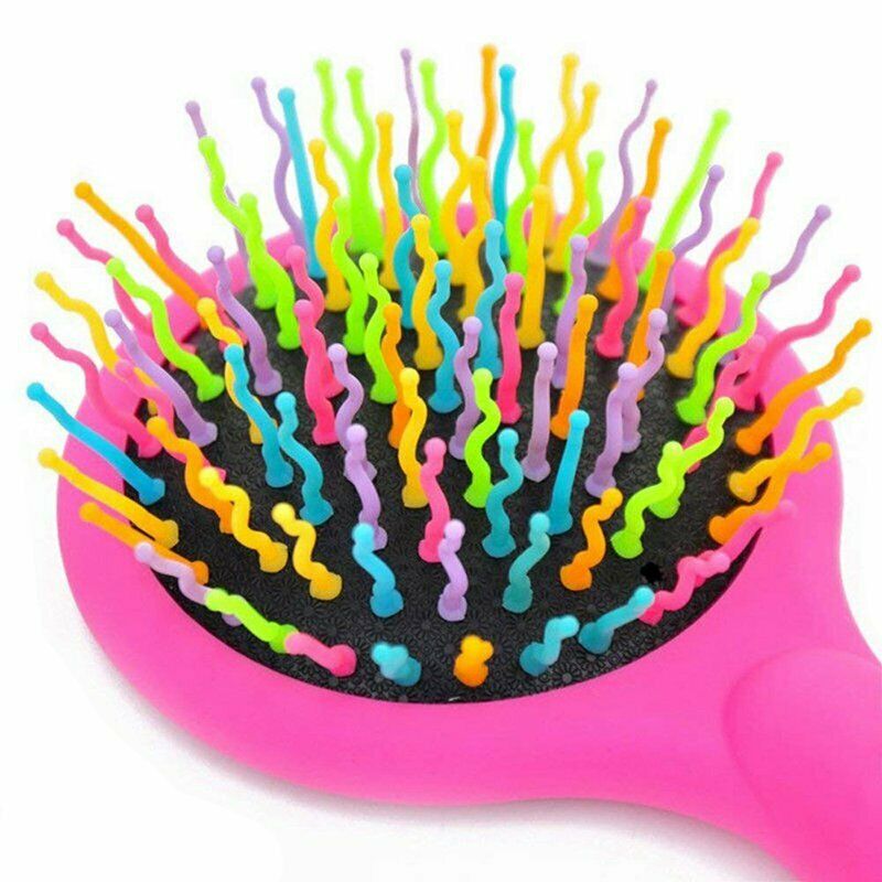 Detangling Hair Brush Rainbow Volume Anti-static Magic Hair Curl Straight M B1H5
