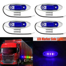 4pcs Waterproof Blue 3LED Side Marker Lights for Trailer Truck Van Boat 12V-24V