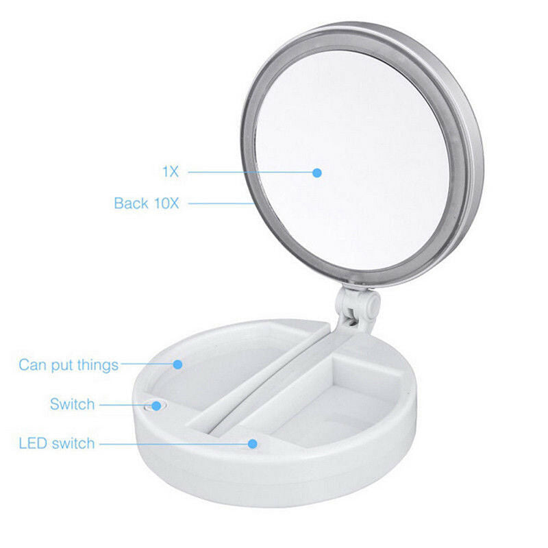 1x Magnifying Makeup Mirror Beauty Stand Double Side with LED Light Cosmetic FT