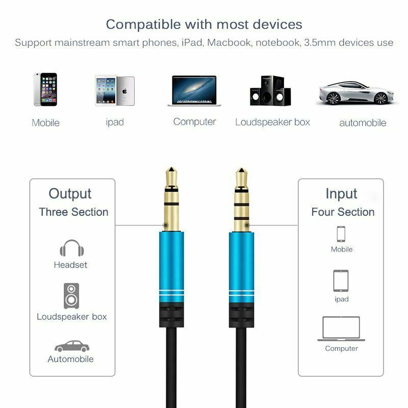 3.5mm Jack Audio Cable 1.2m Stereo Aux Plug Cables With Microphone HandsfreeA7F3