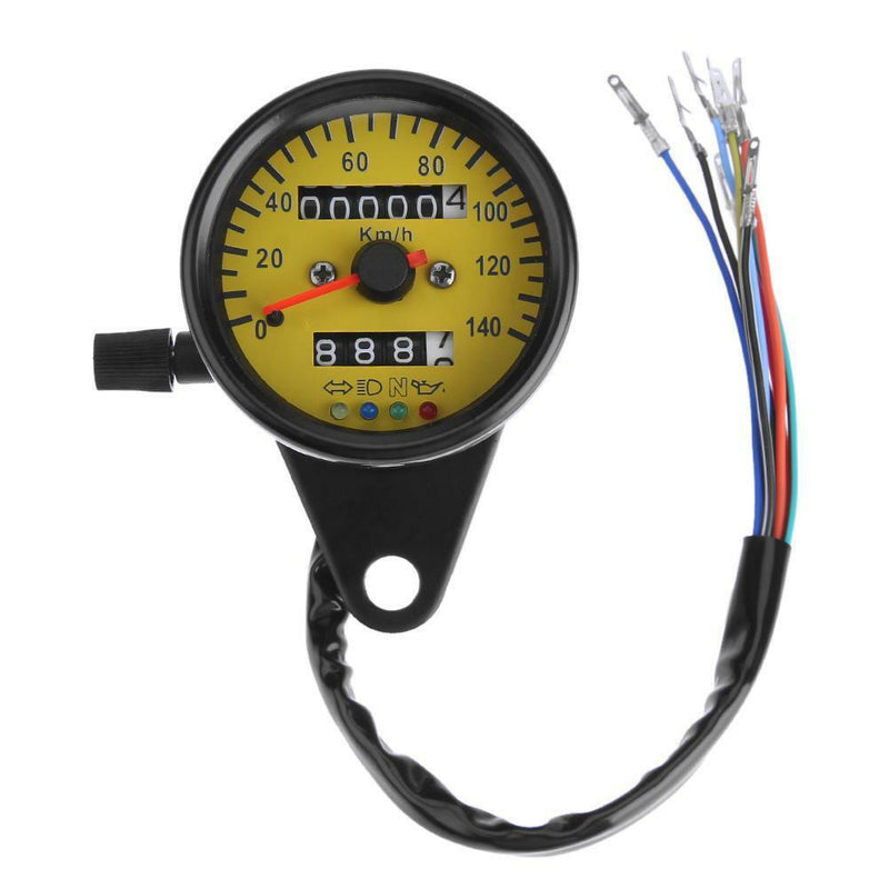 Universal LED Backlight Motorcycle Modify Odometer KM/H Speedometer Gauge Yellow