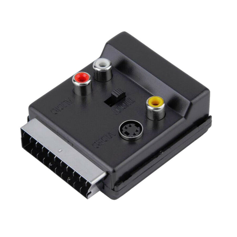 RGB Scart to Composite 3 RCA S-Video TV Adaptor Converter Box Connector