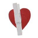 50 Pcs Red Heart Accent White Wooden Spring Clothespins Memo Clips F4Z5