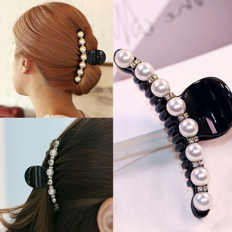 Wedding Bride Bridal Hair Clip Crystal Claw Clamp Prom Stylish Grips Hair