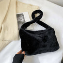 Animal Pattern Shoulder Underarm Bag Women Plush Top-handle Handbag (5)