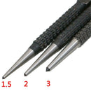 3Pcs/Set Heavy Duty Centre Punch Set 1.5mm, 2mm, 3mm Alloy Steel