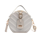 Creative Round Shoulder Bag Leather Small Women Crossbody Handbag (White) A