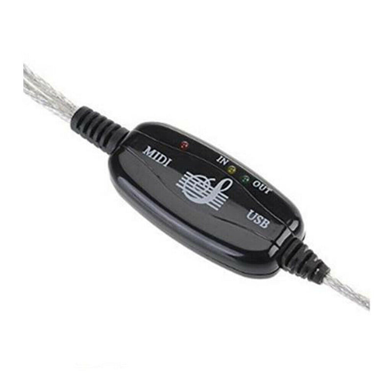 USB To MIDI Cable For Music Keyboard Adapter Converter, Black Extension Cable