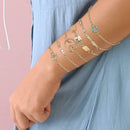 5pcs/set Rhinestone Geometric Hand Chain Women Heart Bracelet Jewelry Gift