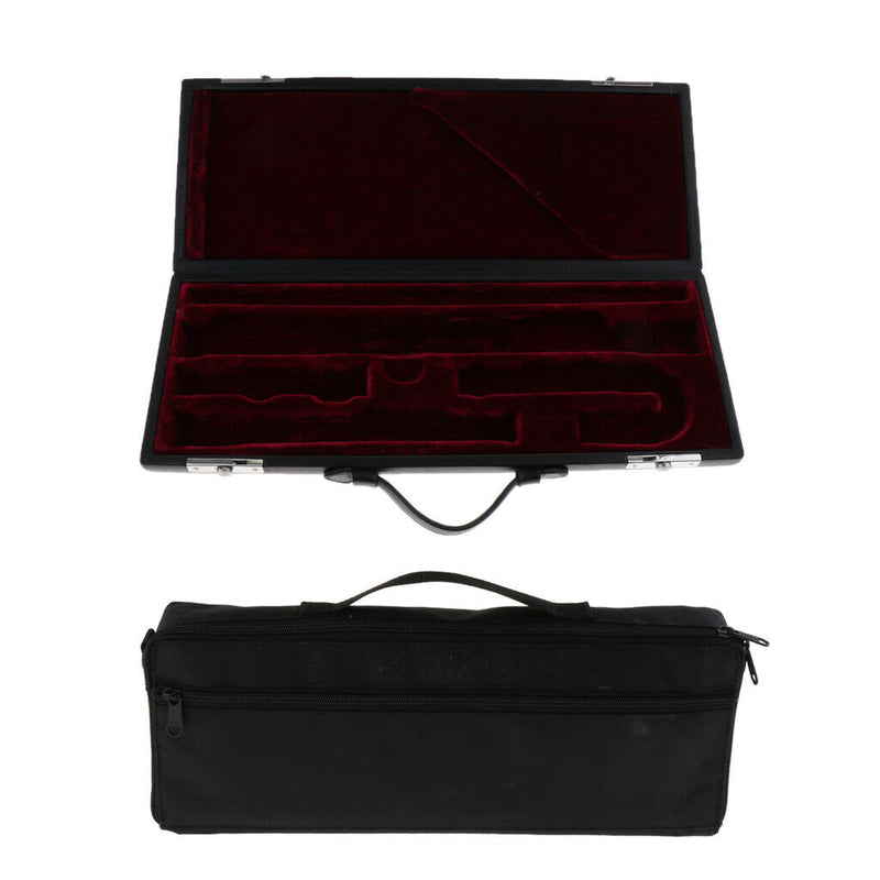Flute Wooden Carry Padded Case with Storage Gig Bag Handbag - Black