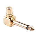 2-PACK RCA Female Jack to 1/4 inch Mono Male Plug Right Angle Audio Adapter