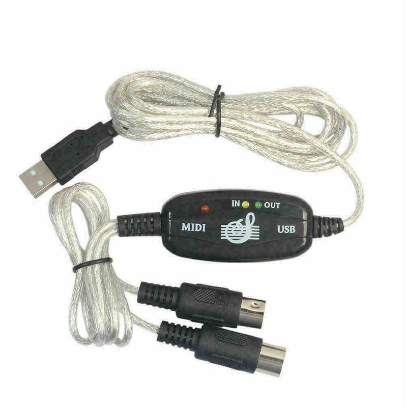 1.8m USB IN-OUT MIDI Interface Cable Converter PC to Adapter Key Music S6G4 K9P0