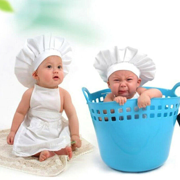 Chef Style Baby Cook Costume Photos Photography Prop Newborn Infant Hat Apro Tw