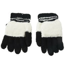 Women Winter Sweet Panda Design Touchscreen Gloves Black White